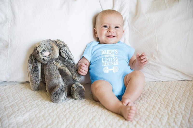 Funnwear Daddy's Future Lifting Partner - Funny Baby Essentials Bodysuit - Newborn Boy Girl Clothes (6 Months, Light Blue) - Image 3